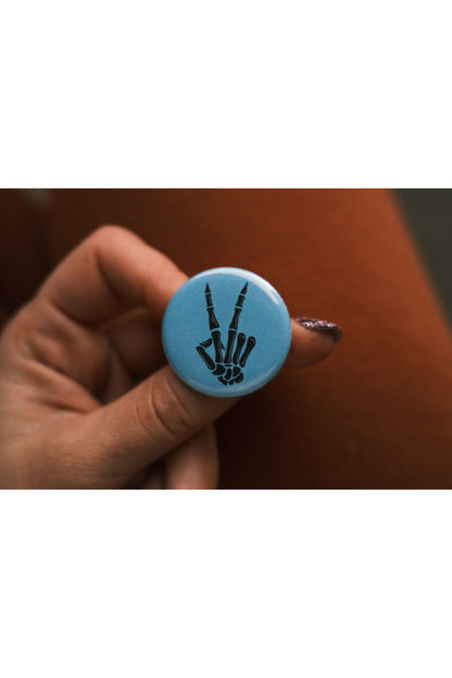 Summer Skeleton Peace Pin Button